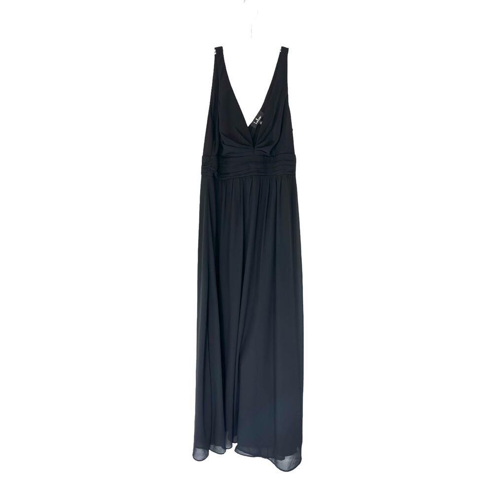 Lulus Black V-Neck‎ Sleeveless Wedding Guest Formal Maxi Gown Dress Size Large